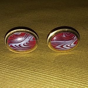 CORRECT beautiful Red Swirl Cuff links